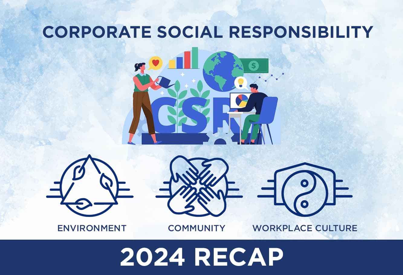 Main image graphic for CSR-Event-2024 RECAP featuring CSR team logos for environment, community, and workplace culture