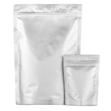 Two flexible packaging bags, one large and one small, both standing upright with sealed tops.